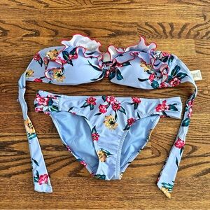 Jessica Simpson Blue Red Bikini Swimsuit Vacation Beach Hawaiian Vibe, Size M